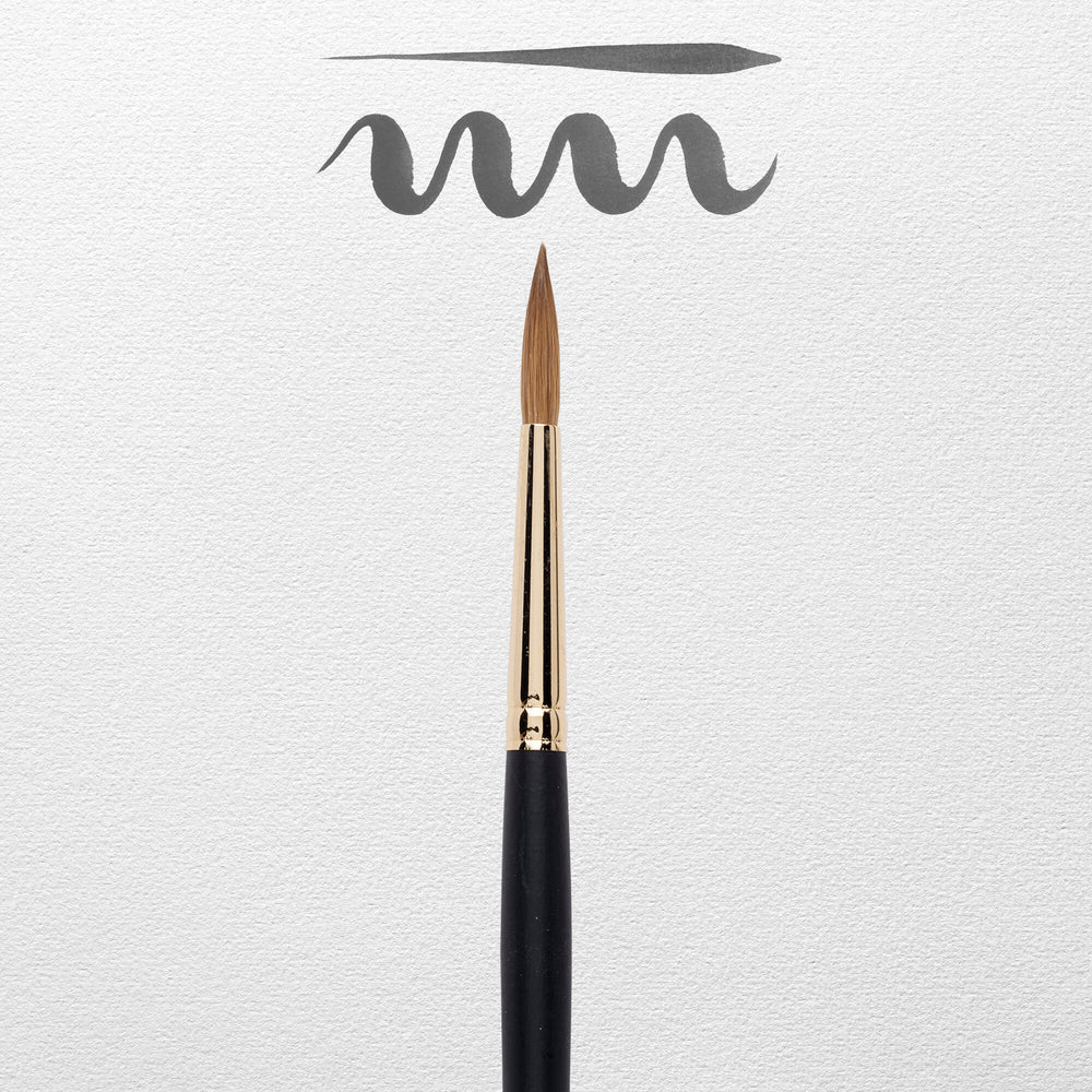 Pincel acuarela Rembrandt redondo, pelo natural de marta roja kolinsky, mango negro serie 110, nº 6