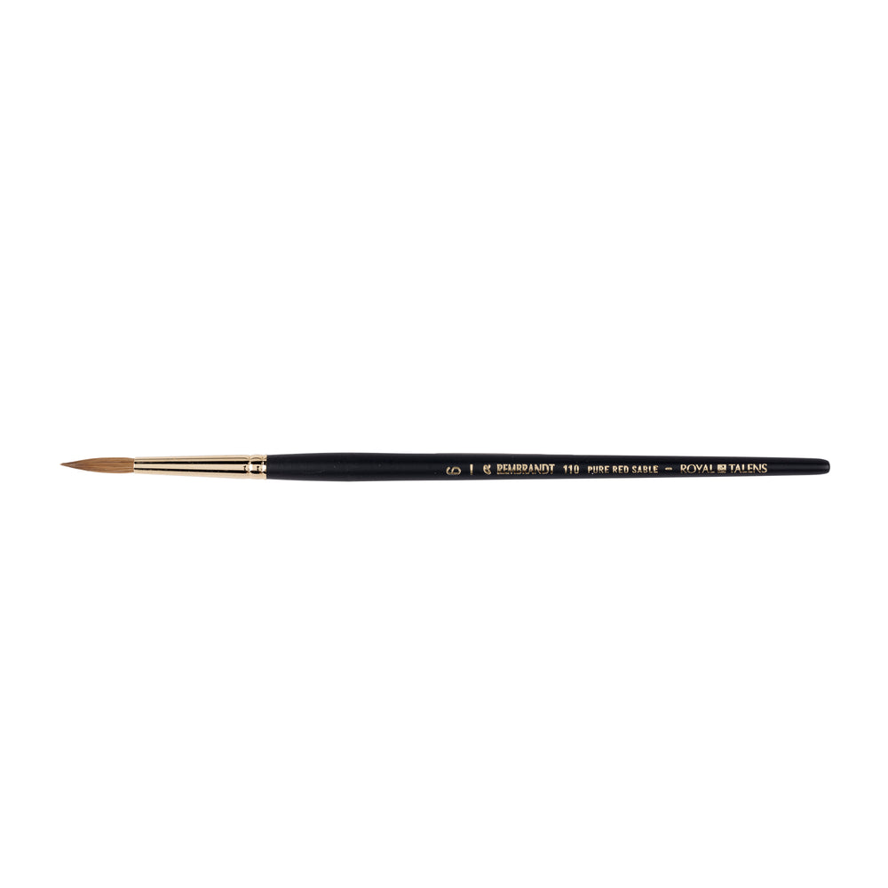 Pincel acuarela Rembrandt redondo nº 6, pelo natural marta roja, Serie 110.