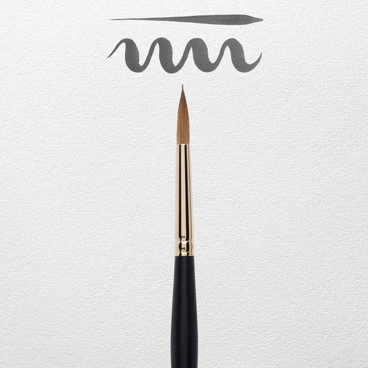 Pincel acuarela Rembrandt redondo, pelo natural de marta roja kolinsky, mango negro serie 110, nº 8