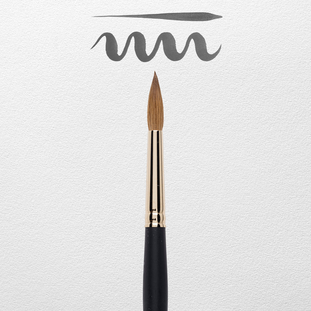 Pincel acuarela Rembrandt redondo, pelo natural de marta roja kolinsky, mango negro serie 110, nº 12