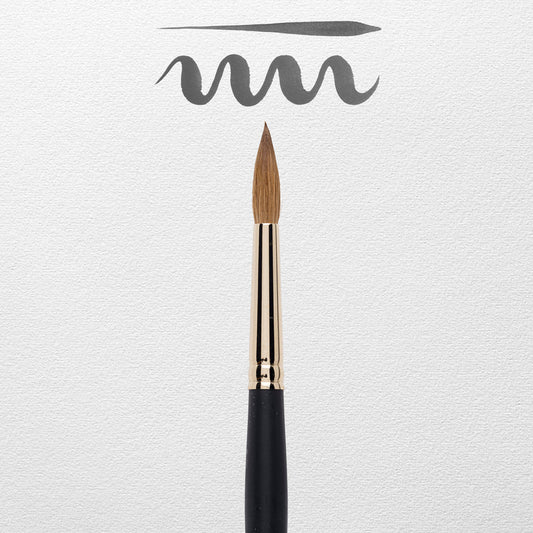 Pincel acuarela Rembrandt redondo, pelo natural de marta roja kolinsky, mango negro serie 110, nº 12