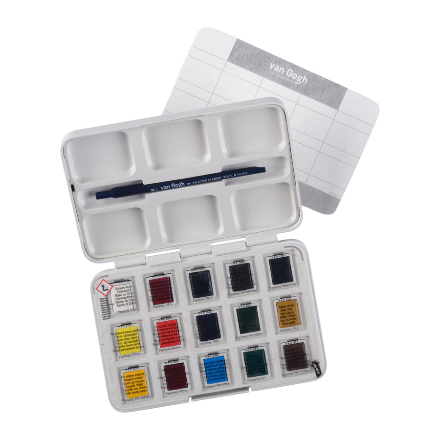 Estuche plástico de acuarelas 12+3 colores